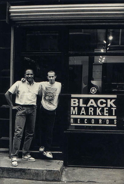 A picture showing Jungle Drum & Bass record shop Blackmarket Records in the 90's